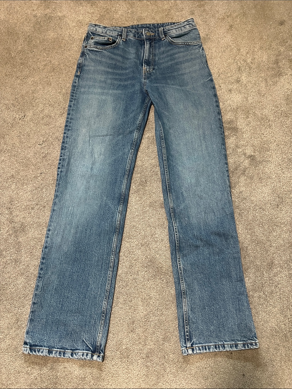 Zara High Rise Straight Leg Jeans Medium Wash Size 6